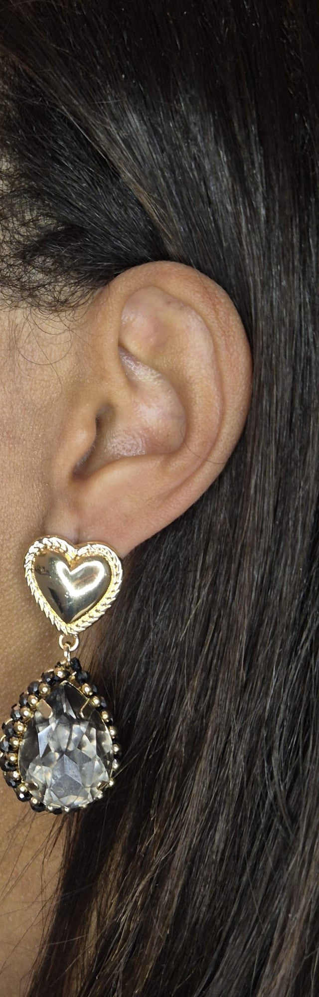 Oorbellen met Hart & Kristalhanger