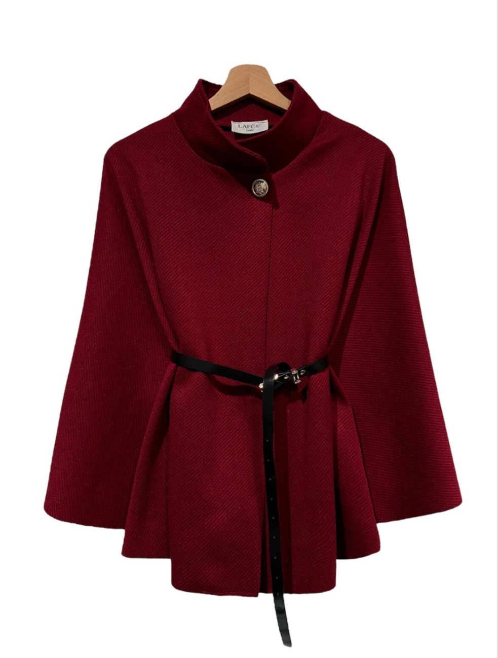 Stijlvolle Bordeauxrode Poncho met Tailleband