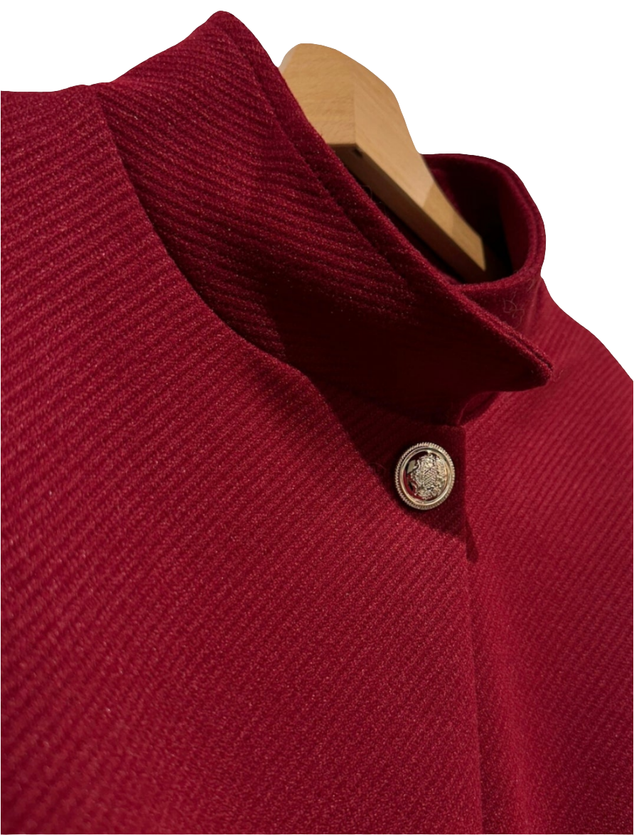 Stijlvolle Bordeauxrode Poncho met Tailleband