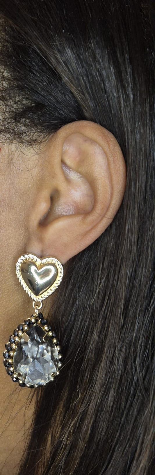 Oorbellen met Hart & Kristalhanger