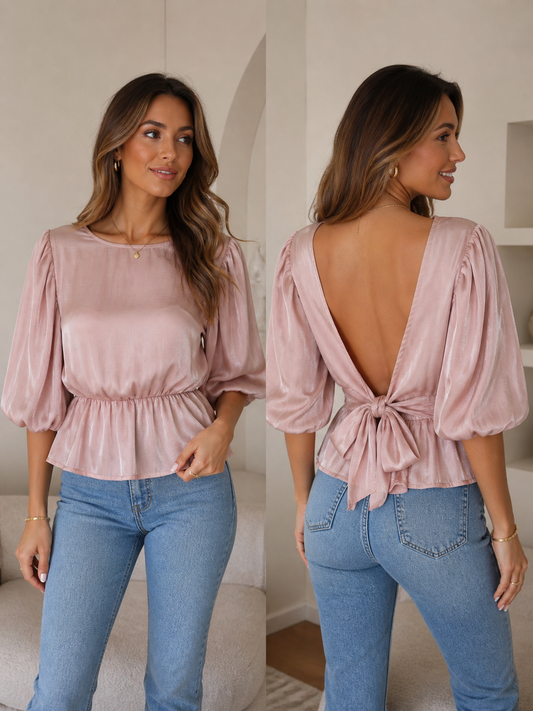 Blouse met strik en open rug